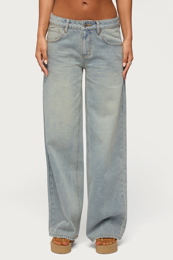 Quintie Mid Rise Straight Leg Jeans