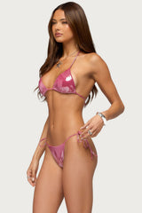 Seffey Metallic Triangle Bikini Top