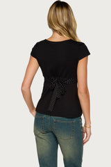Arla Polka Dot V Neck Top
