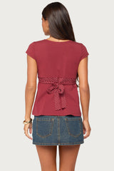 Indygo Polka Dot V Neck Top