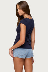 Indygo Polka Dot V Neck Top