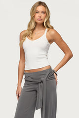 Juliena Ribbed V Neck Tank Top