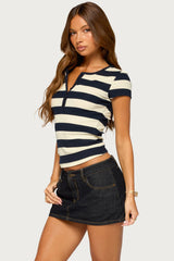 Rhianon Striped Henley Top