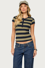 Rhianon Striped Henley Top