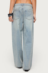 Oaklee Studded Low Rise Baggy Jeans