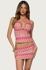 Saha Zigzag Crochet Halter Top