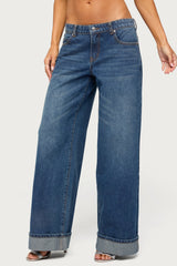 Gatz Cuffed Low Rise Wide Leg Jeans