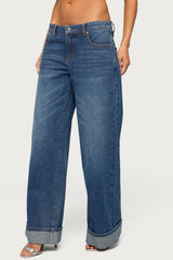 Gatz Cuffed Low Rise Wide Leg Jeans