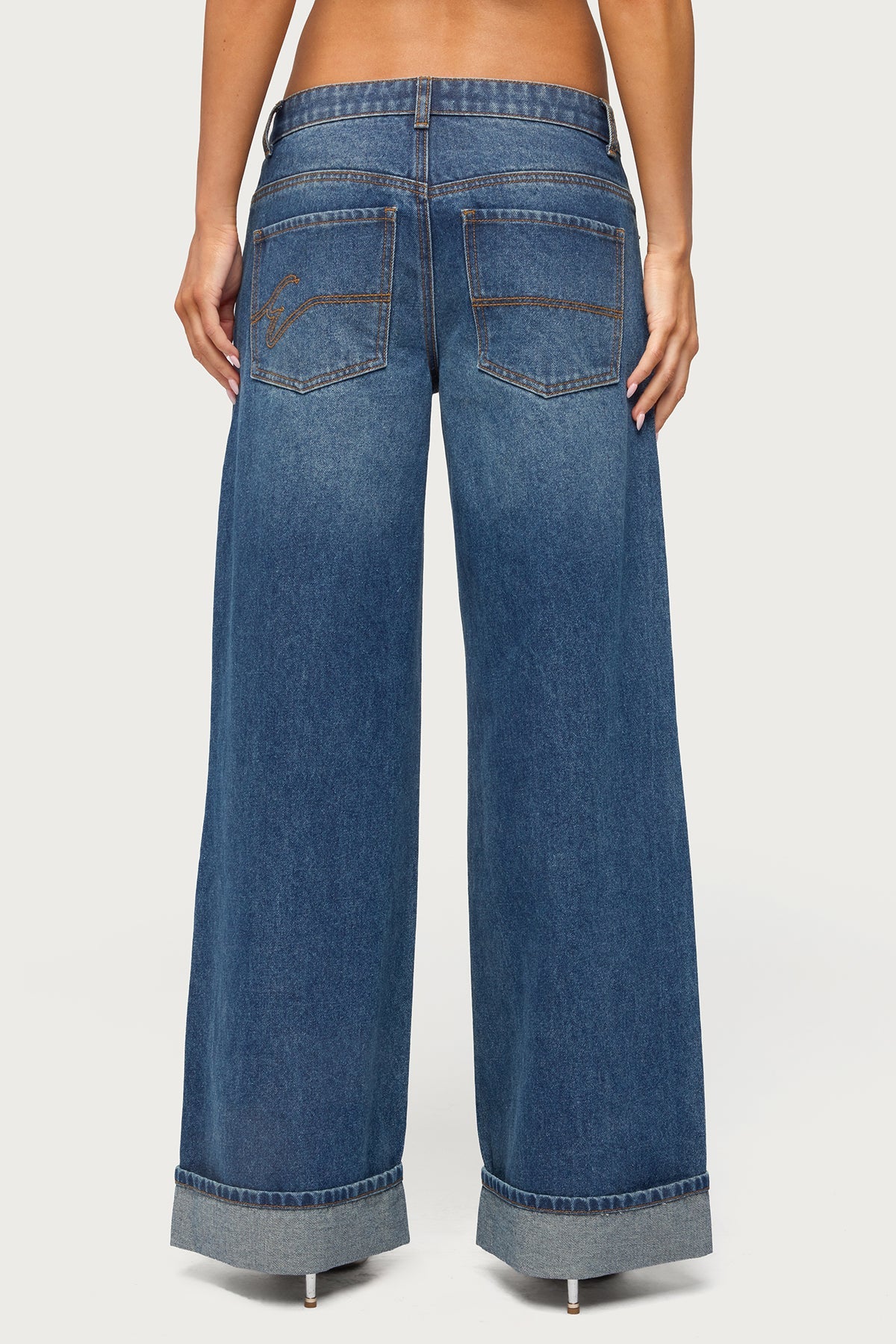 Gatz Cuffed Low Rise Wide Leg Jeans