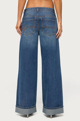 Gatz Cuffed Low Rise Wide Leg Jeans