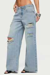 Ellah Distressed Low Rise Baggy Jeans