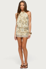 Areli Bead & Sequin Halter Dress
