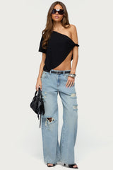 Asymmetric Twisted Off Shoulder Top