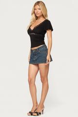 Yvetta Lacey Flutter Sleeve Top