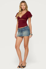 Yvetta Lacey Flutter Sleeve Top