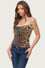 Dimitra Sequin Leopard Tank Top