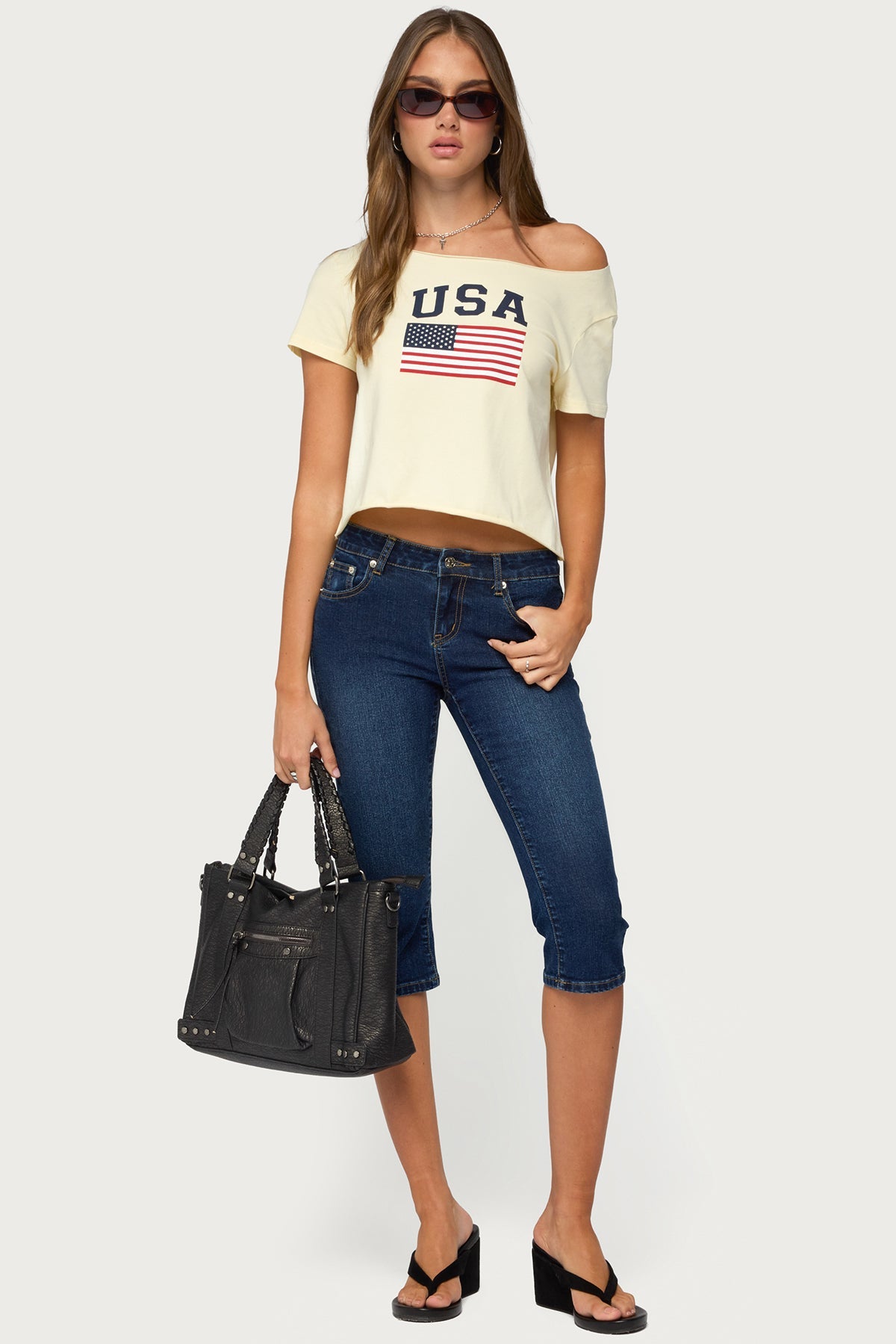 USA Babe Off Shoulder T Shirt