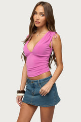 Cady Drawstring V Neck Tank Top