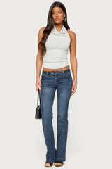 Loran Striped High Cowl Neck Top