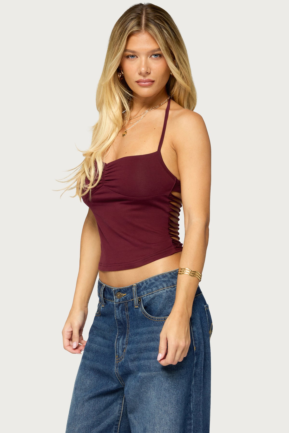 Minsoo Shredded Back Halter Top
