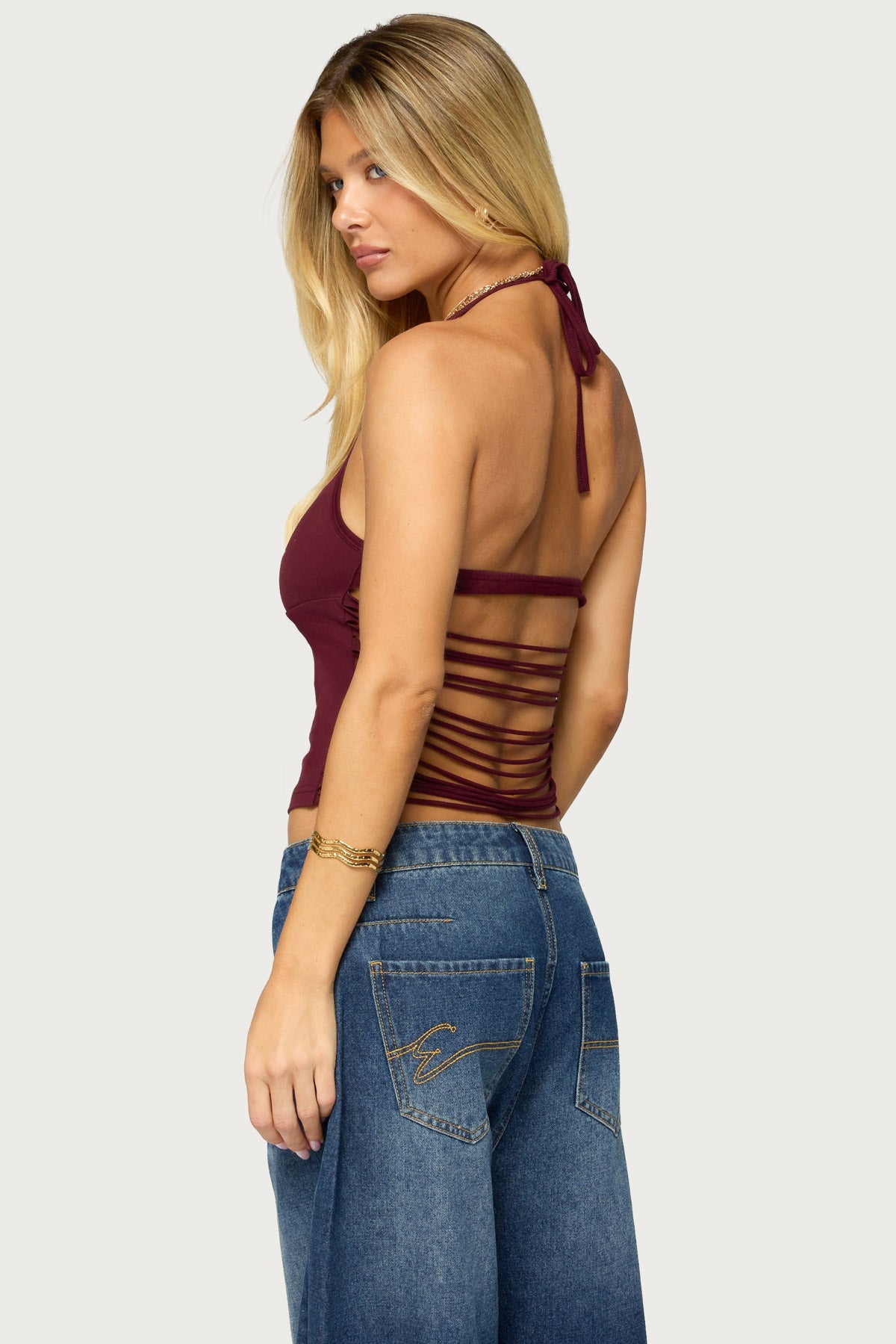 Minsoo Shredded Back Halter Top