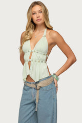 Izora Button Split Front Top