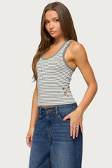 Sindy Grommet & Stud Striped Tank Top