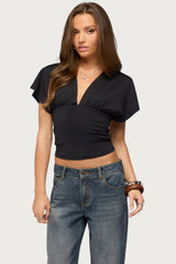 Salie Back Cutout Flutter Top
