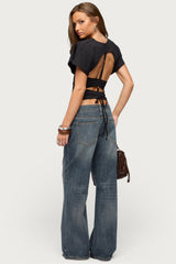 Salie Back Cutout Flutter Top