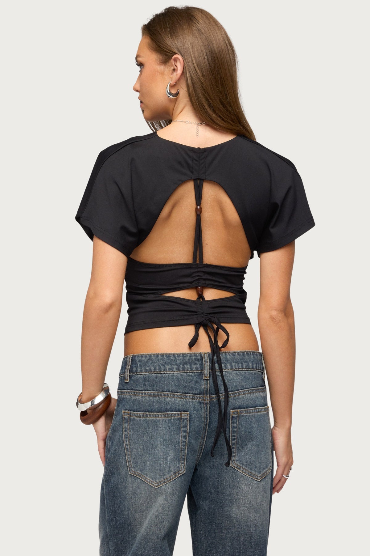 Salie Back Cutout Flutter Top