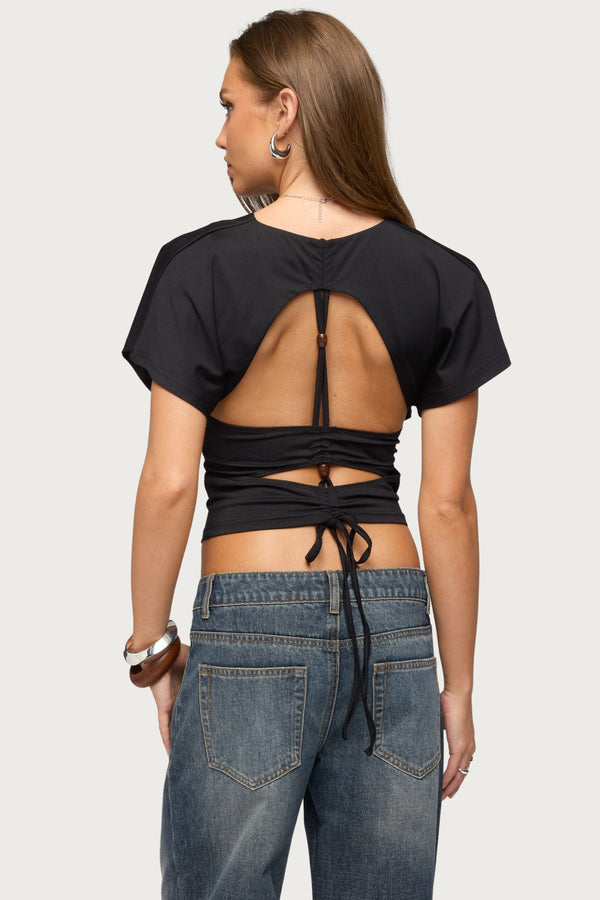 Salie Back Cutout Flutter Top