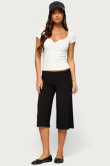 Shirly Wide Leg Foldover Capri Trousers
