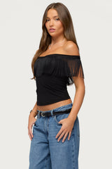 Catelina Fringe Off Shoulder Top