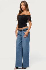 Catelina Fringe Off Shoulder Top