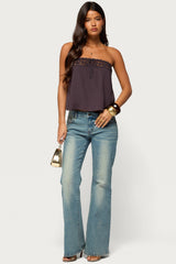Pearle Crochet Trim Strapless Top