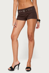 Fontey Studded Ribbed Foldover Shorts