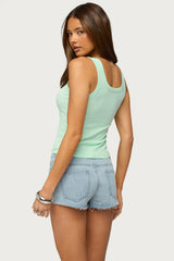 Edikted Star Rhinestone Ribbed Tank Top