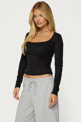 Amanita Scoop Neck Long Sleeve Top