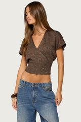 Shirah Backless Sequin Knit Top
