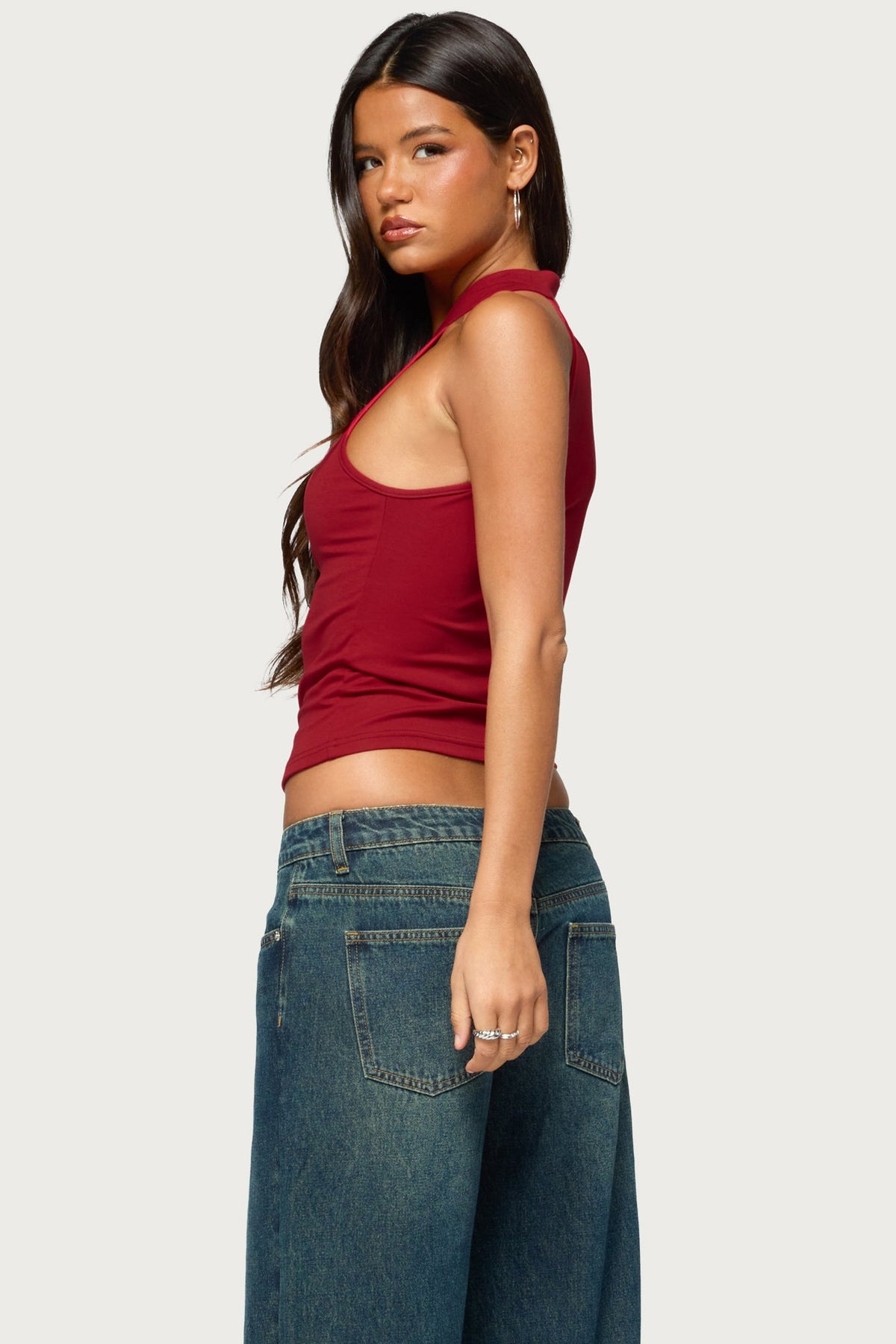 Darby High Neck Keyhole Top