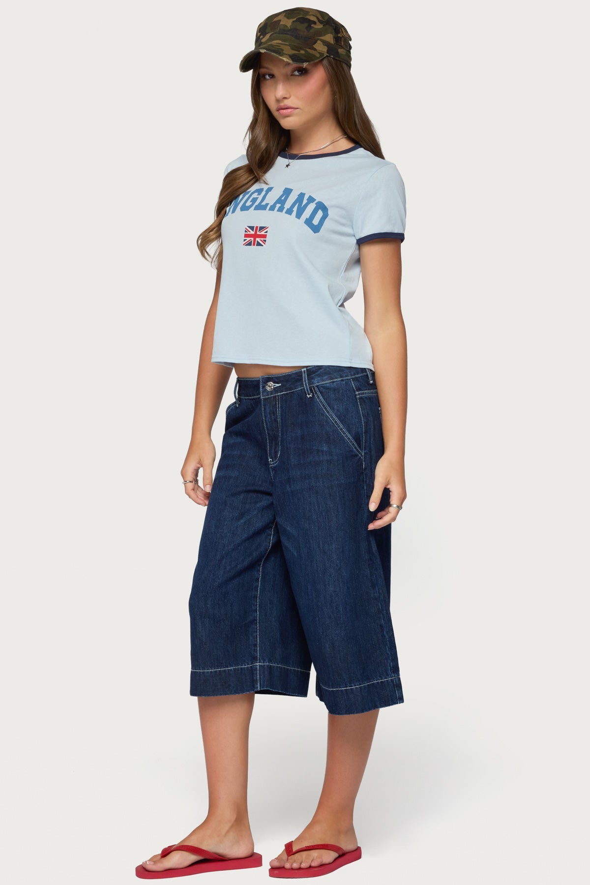 Letty Low Rise Denim Capri Shorts