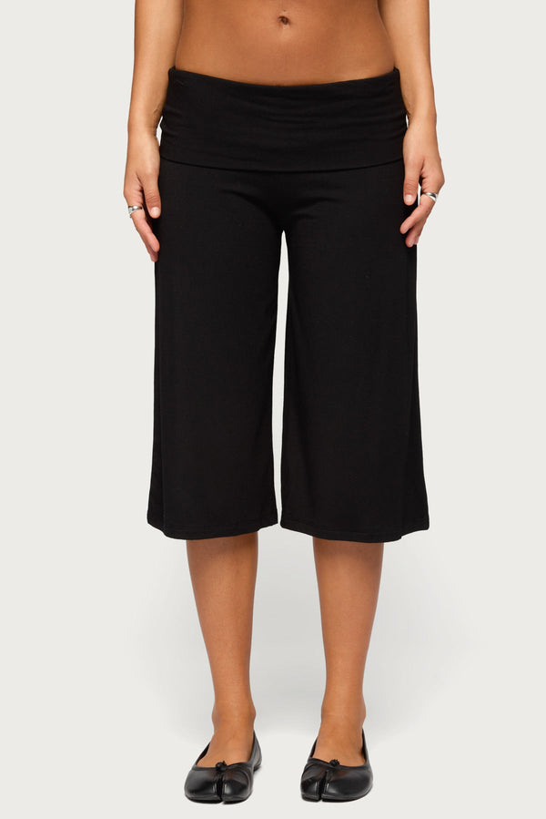 Shirly Wide Leg Foldover Capri Trousers