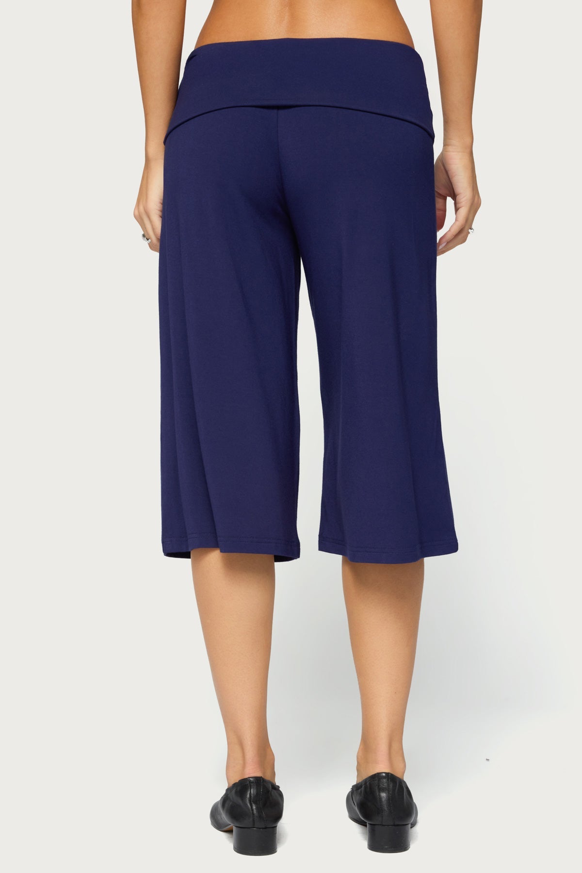 Shirly Wide Leg Foldover Capri Trousers