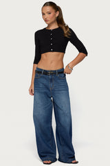 Gilba Button Up Knit Crop Top