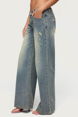 Noor Distressed Low Rise Baggy Jeans