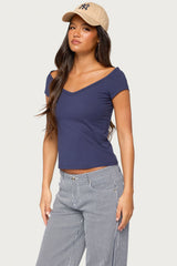 Calie Off Shoulder V Neck Top