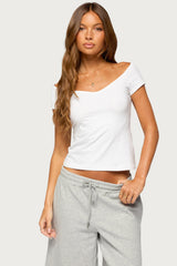 Calie Off Shoulder V Neck Top