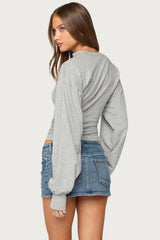 Diya Long Puff Sleeve Henley Top
