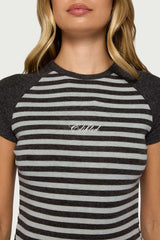 Stay Edikted Stripey Raglan T Shirt