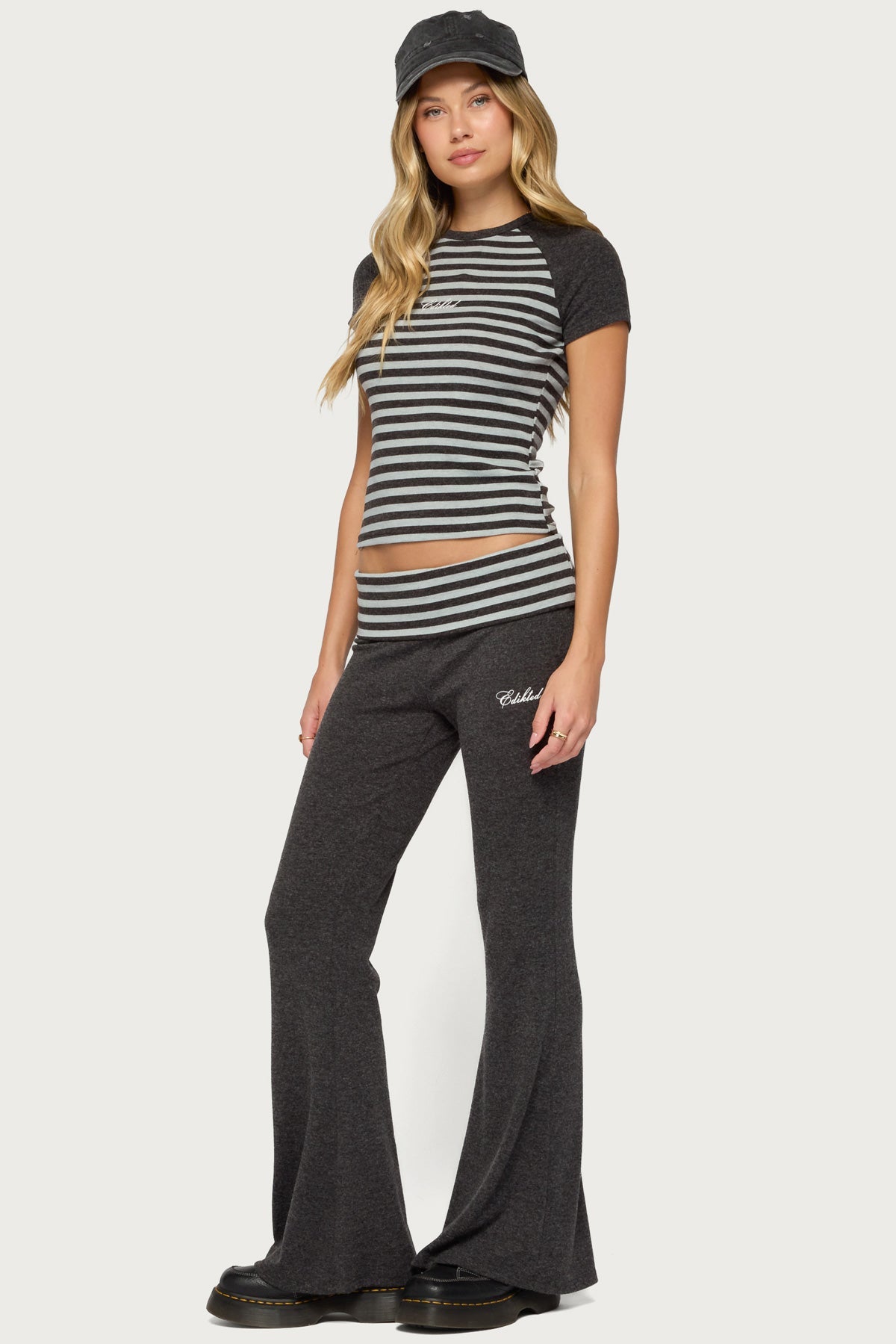 Stay Edikted Stripey Foldover Trousers